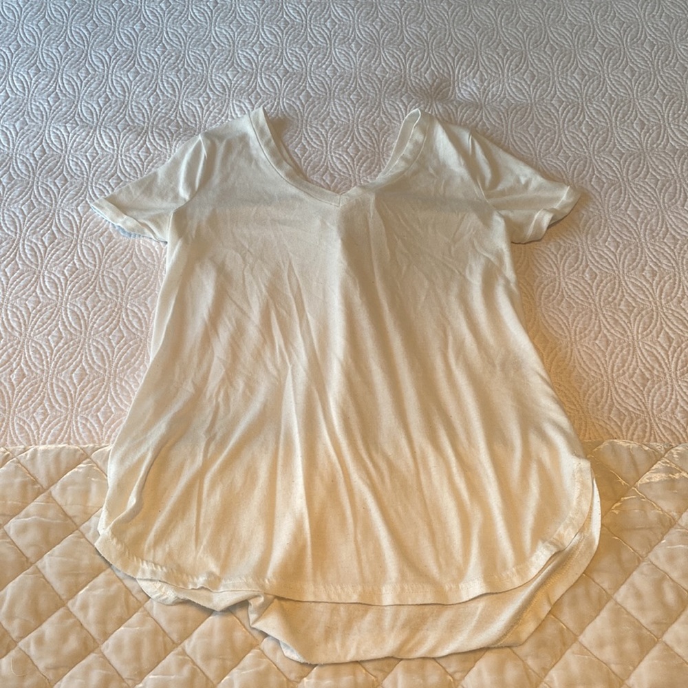 White V- Neck Lace Up T-Shirt